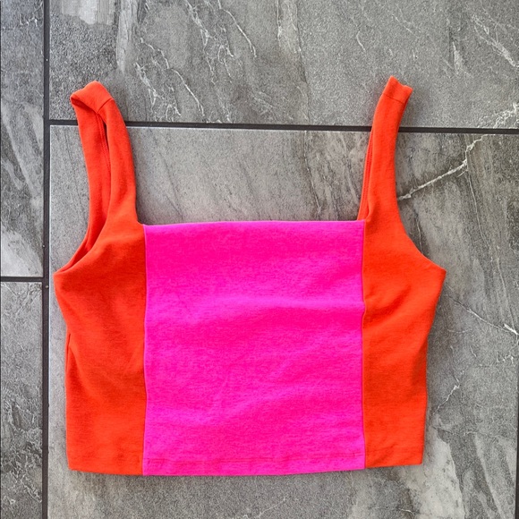 🧡 Beyond Yoga Vitality Spacedye Tank Top Colorblock Size Medium Pink Orange - Picture 3 of 8